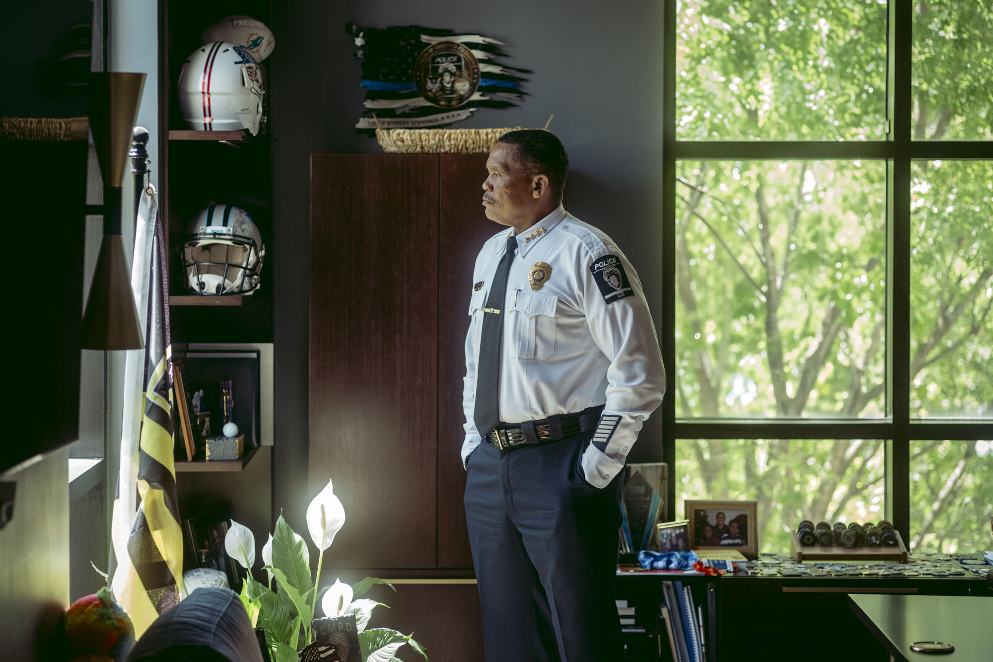 CMPD Chief Johnny Jennings in his office on May 22, 2025. (Photo by Logan Cyrus)
