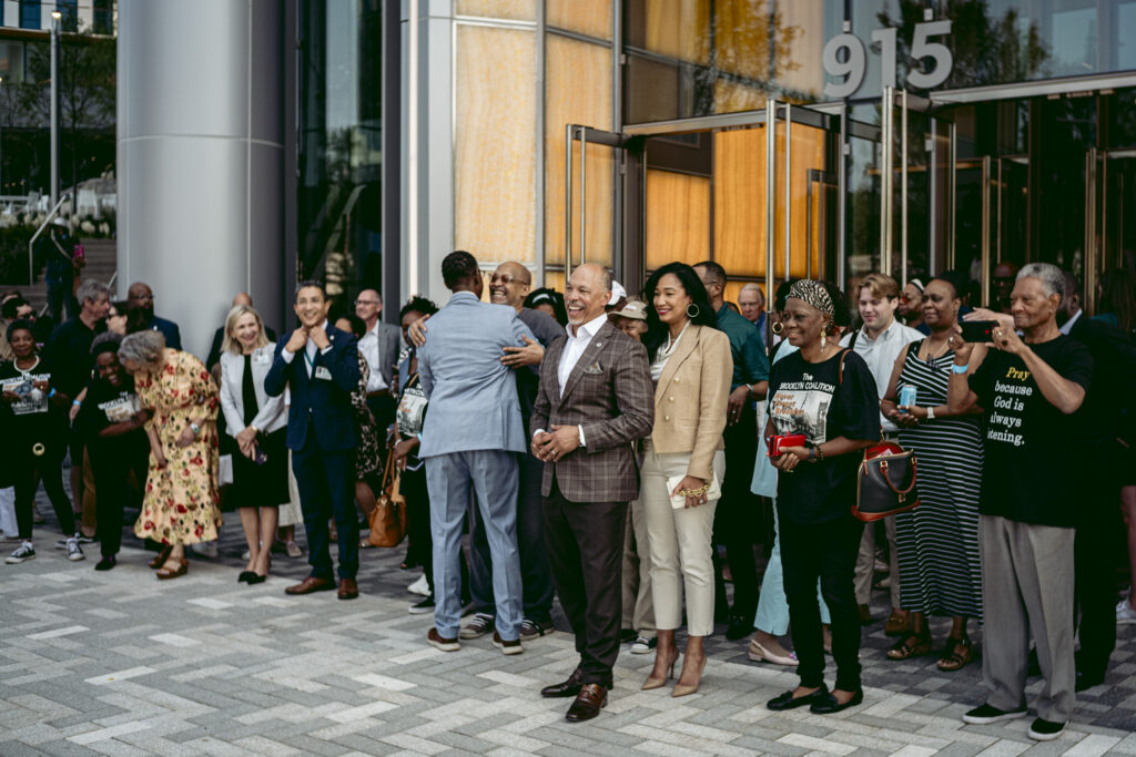 Advocate Health CEO Eugene Woods, just after opening the doors to The Pearl on Monday. Photo by Logan Cyrus