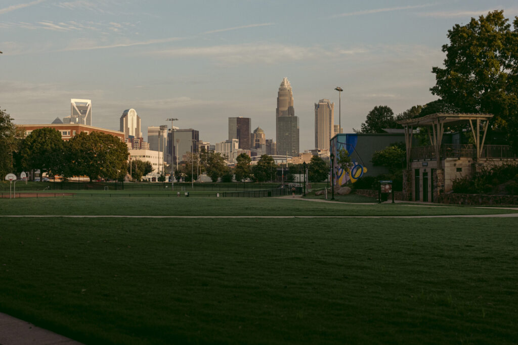 View of Charlotte skyline from Independence Park.