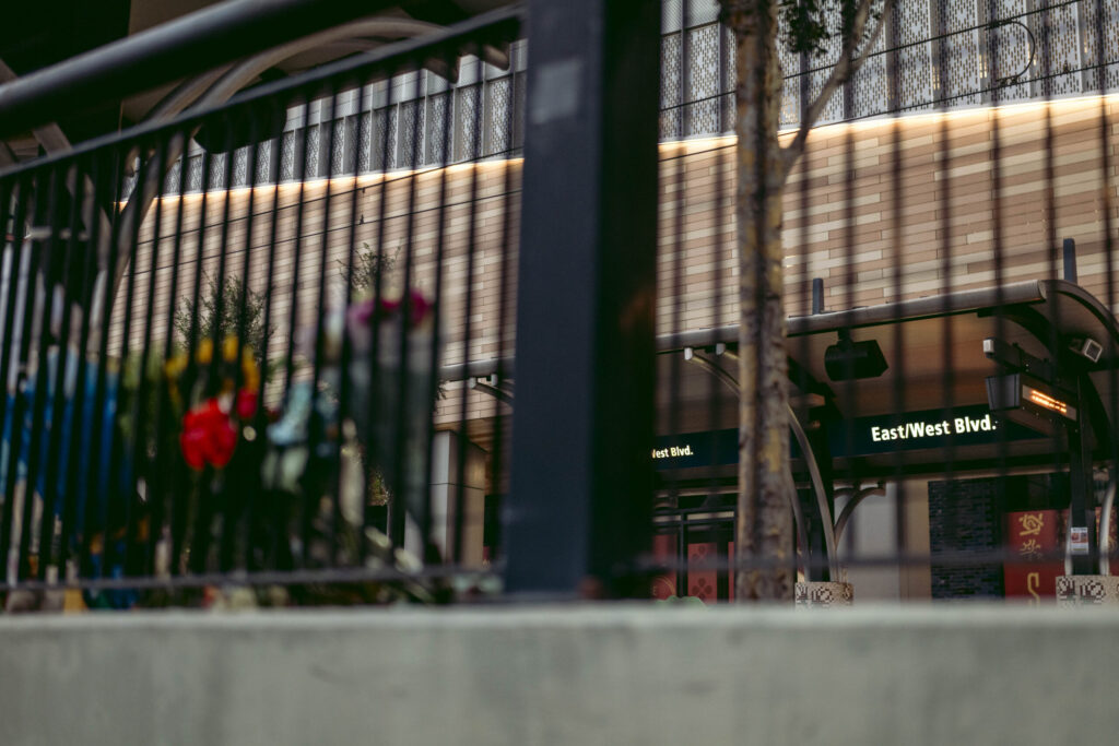Iryna Zarutska memorial at the East/West Boulevard light rail stop