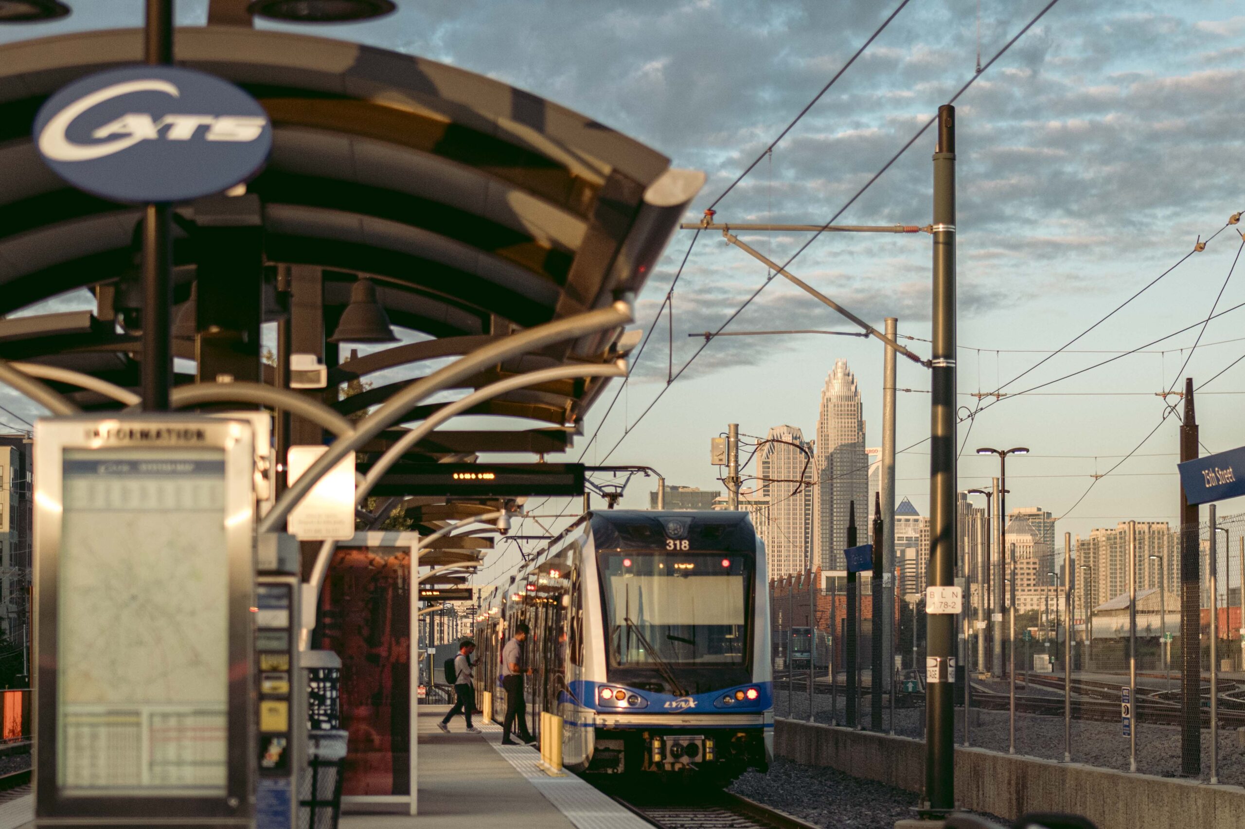 Charlotte light rail train at 25th Street Stop