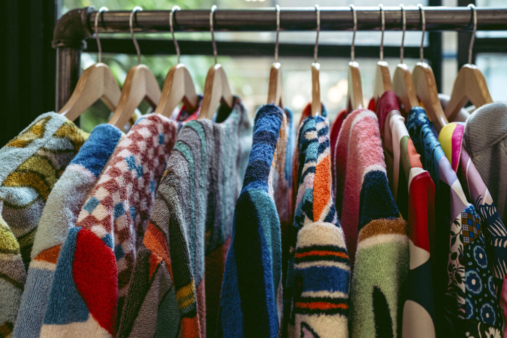 Racks of colorful clothes at Capitol.