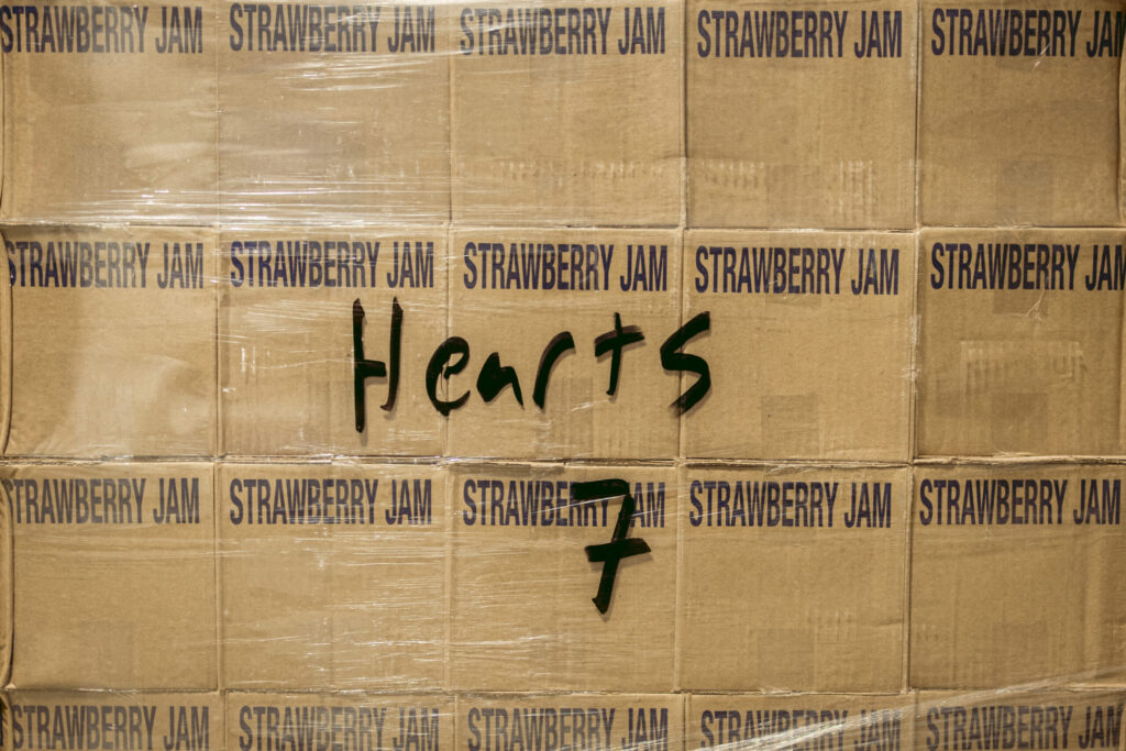 One of the 26 pallets that arrived at Hearts and Hands last week, courtesy of Latter-Day Saints. The boxes are always labeled with what’s in them and they are provided a manifest that all saves them days of work. October 30, 2025. Photo by Logan Cyrus