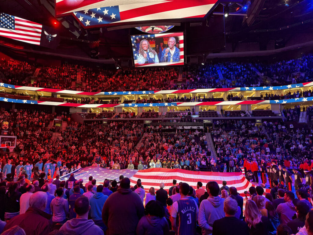 Hornets game national anthem on February 28, 2026